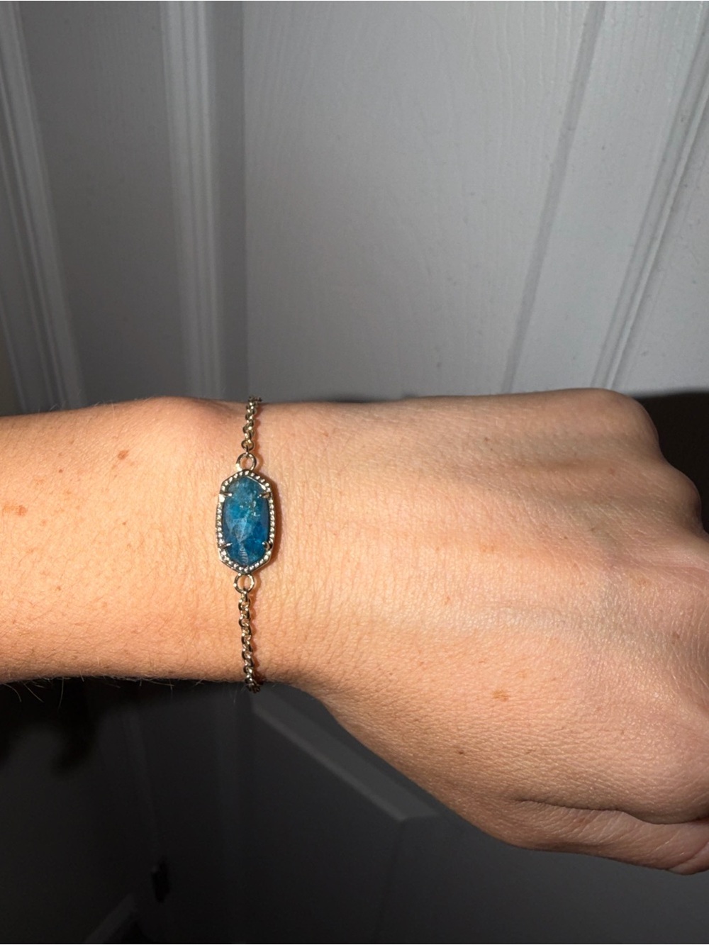 Kendra Scott Gold Chain Bracelet with Blue Stone Accent